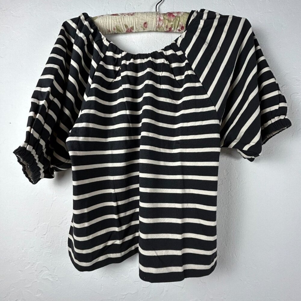 New J.Crew Women's Mariner Cloth Puff-Sleeve Top in Striped Small Cotton AY455